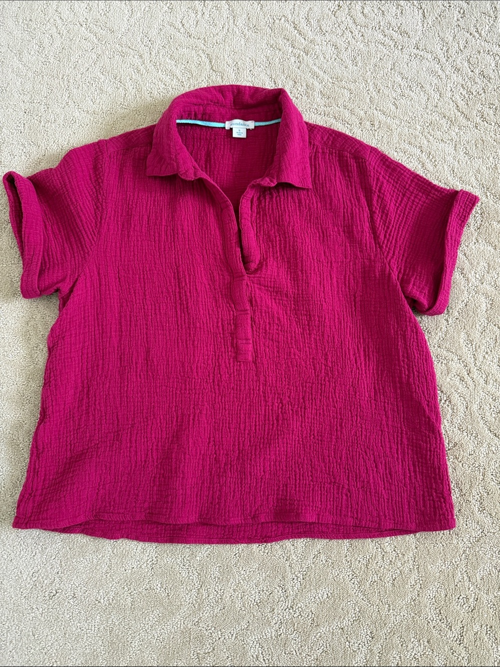 Sundance Crinkle Popover Polo in Bright Magenta